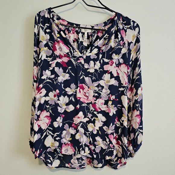 Women’s Joie 100% Silk Blue Floral Top, Small - Picture 1 of 6